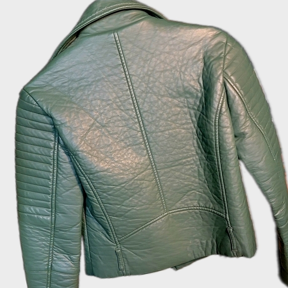 Forever 21 Green Leather Biker Jacket Size S NWOT - Picture 2 of 9